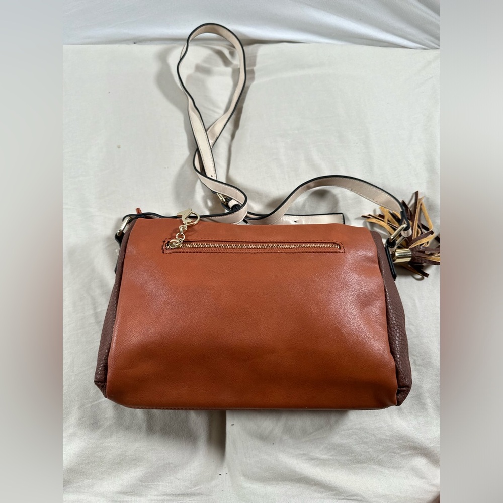 Baby phat Y2K Cognac Brown Studded Quilted Leather Crossbody Purse Pink Liner - Picture 14 of 16